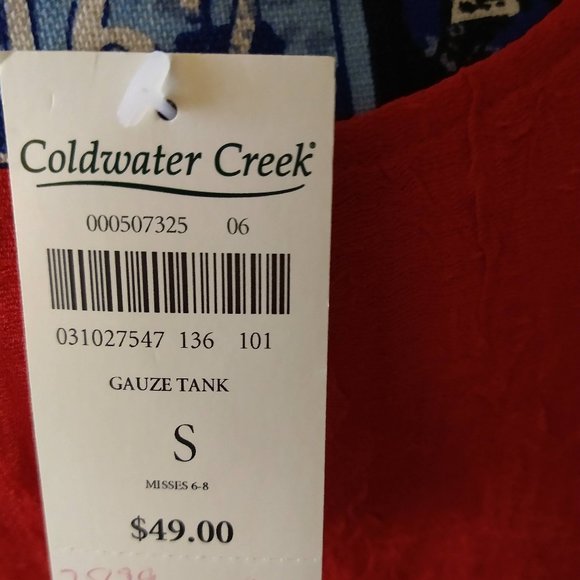 BNWT - COLDWATER CREEK - RED TANK TOP - SIZE SMALL - Picture 3 of 5
